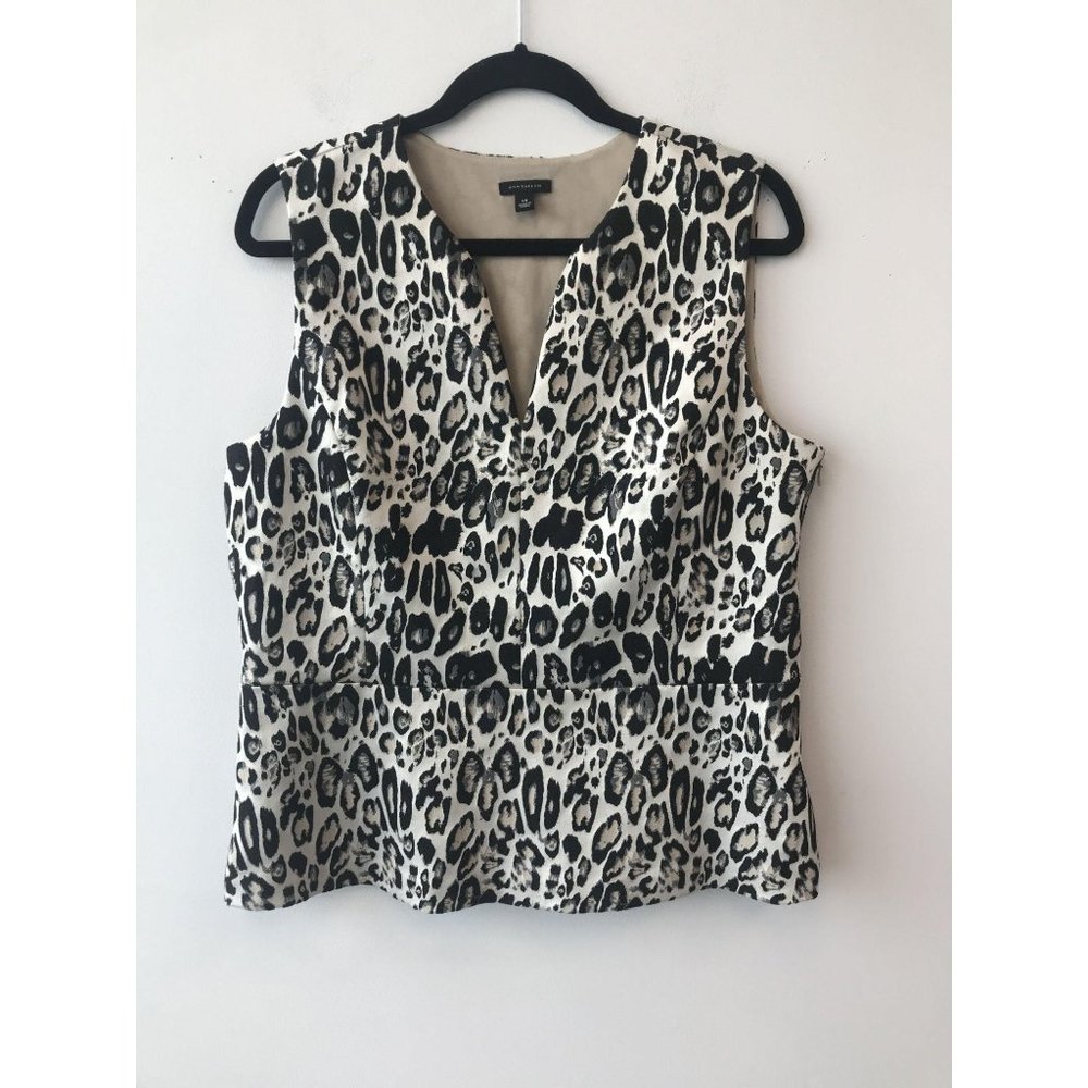 Ann Taylor Size 14 Cream Leopard Print Blouse